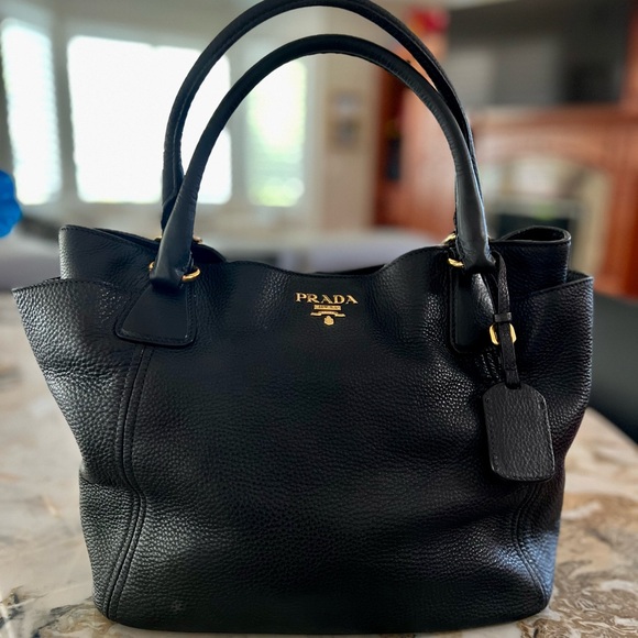 PRADA BLACK VITELLO DAINO LEATHER BAG - Picture 3 of 12